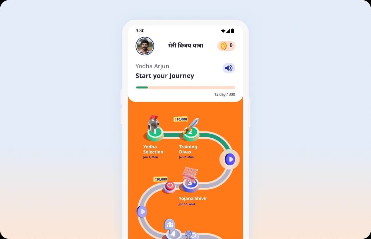 Personalized skilling journey in the Leap 300 app